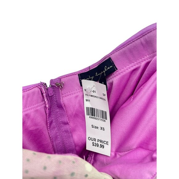 City Triangles Purple Pleated Illusion Dress Handkerchief Hem Size 3 Cocktail - Picture 8 of 8